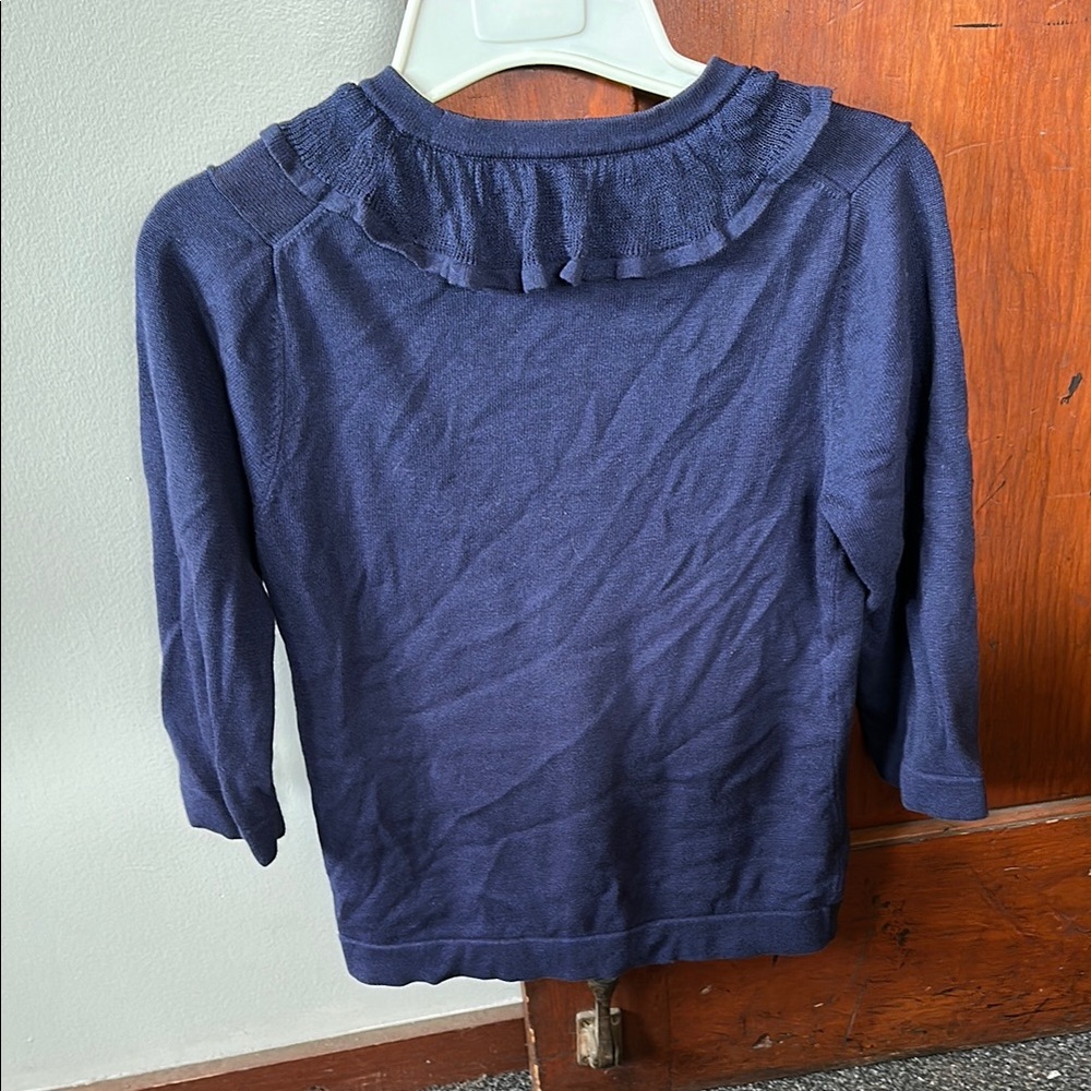 Coldwater Creek Deep Blue Ruffle Cardigan - Picture 2 of 2
